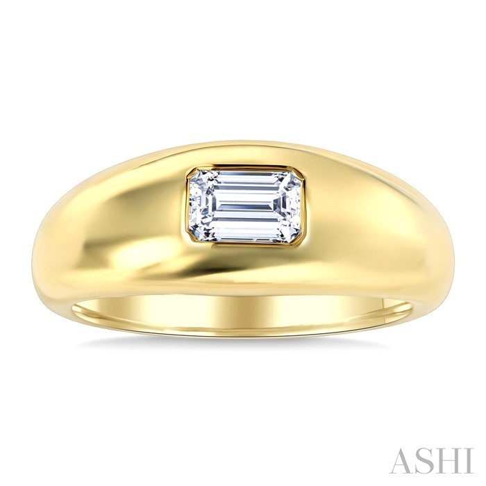 Emerald Shape East-West Diamond Fashion Ring