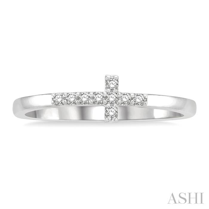 Stackable Sideway Cross Petite Diamond Fashion Ring-2