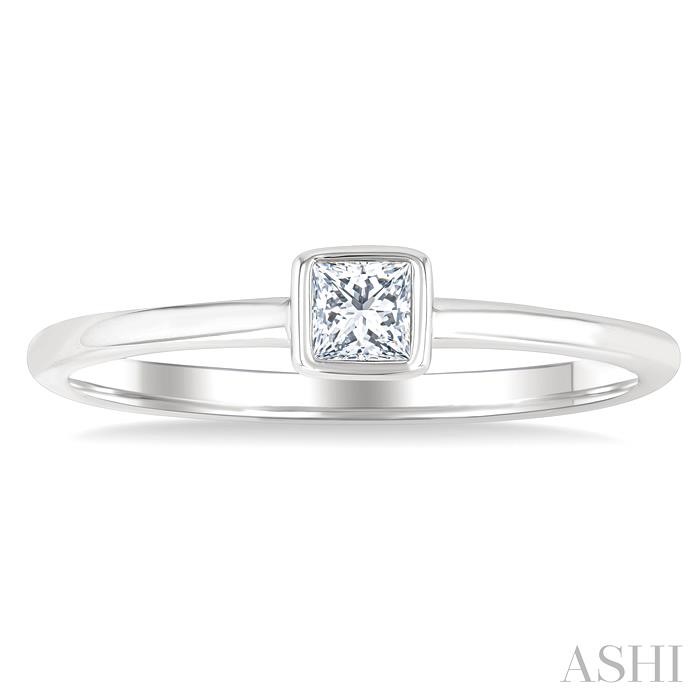 Princess Shape Bezel Set Petite Diamond Fashion Ring-2