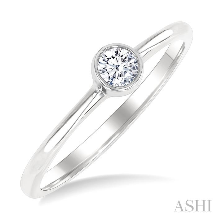 Round Shape Bezel Set Petite Diamond Fashion Ring
