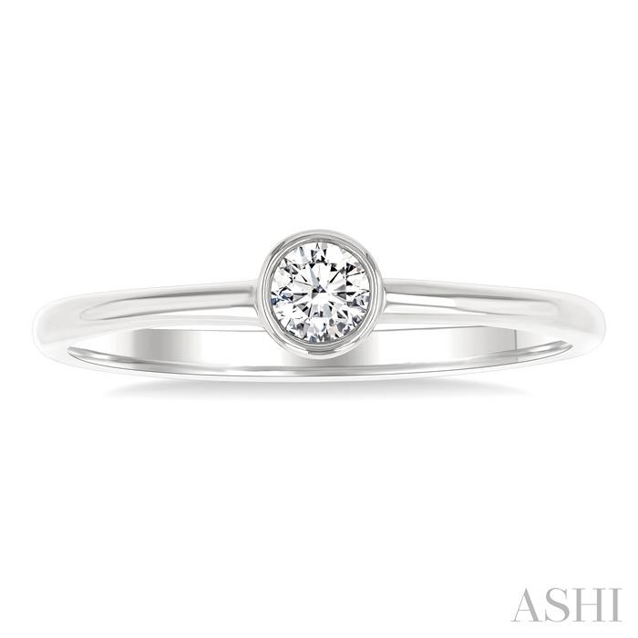 Round Shape Bezel Set Petite Diamond Fashion Ring-2