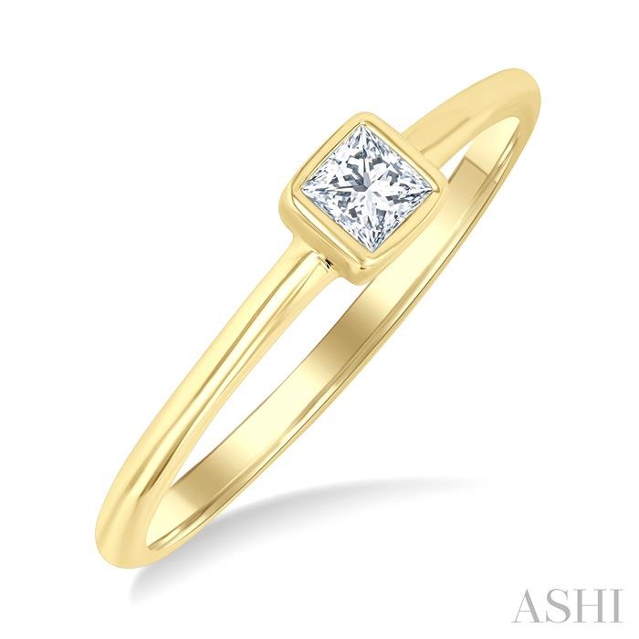 Princess Shape Bezel Set Petite Diamond Fashion Ring