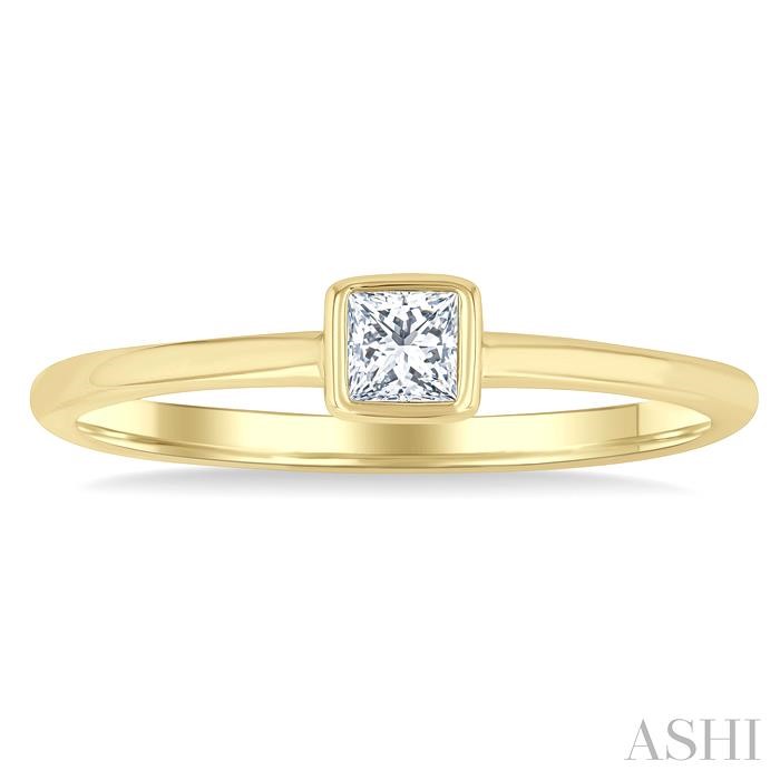 Princess Shape Bezel Set Petite Diamond Fashion Ring-2