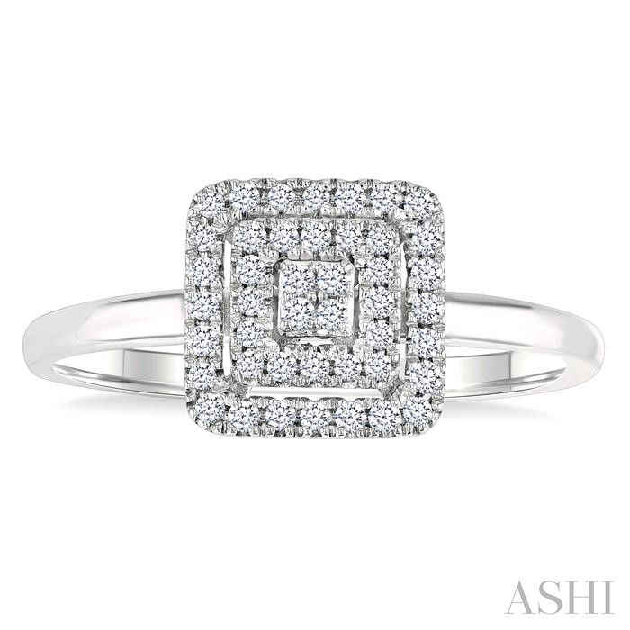 Princess Shape Petite Halo Diamond Fashion Ring-2