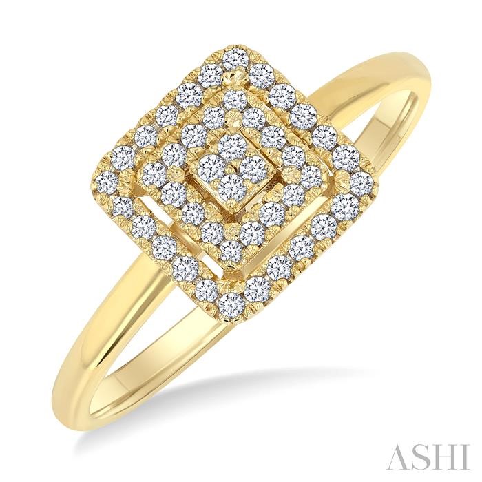Princess Shape Petite Halo Diamond Fashion Ring