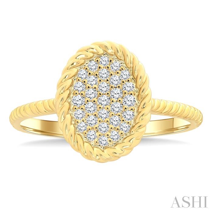 Pave-Set Oval Shape Rope Diamond Fashion Ring-2