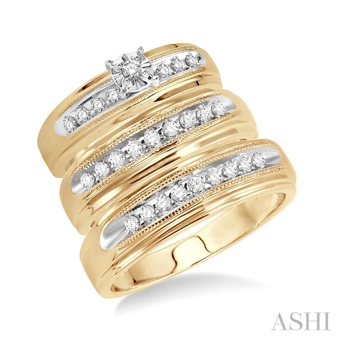 HIS AND HER DIAMOND TRIO RING SET