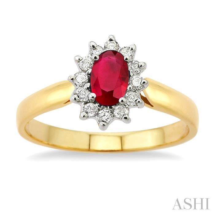 Oval Shape Gemstone & Halo Diamond Ring-2