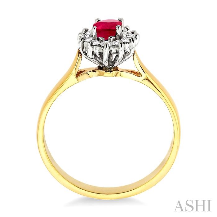 Oval Shape Gemstone & Halo Diamond Ring-3