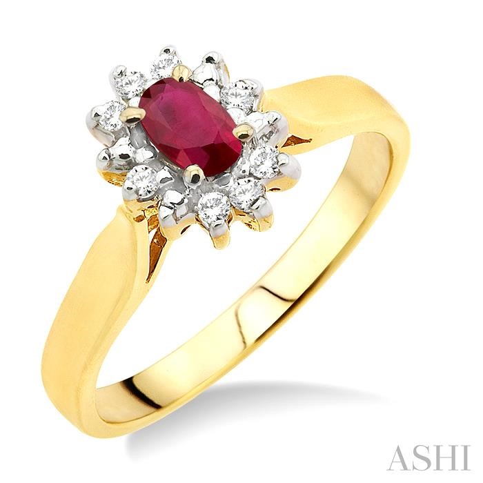 OVAL SHAPE GEMSTONE & HALO DIAMOND RING