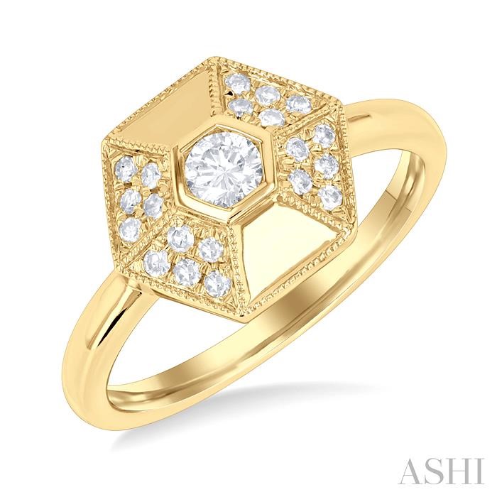 HEXAGON SHAPE DIAMOND FASHION RING