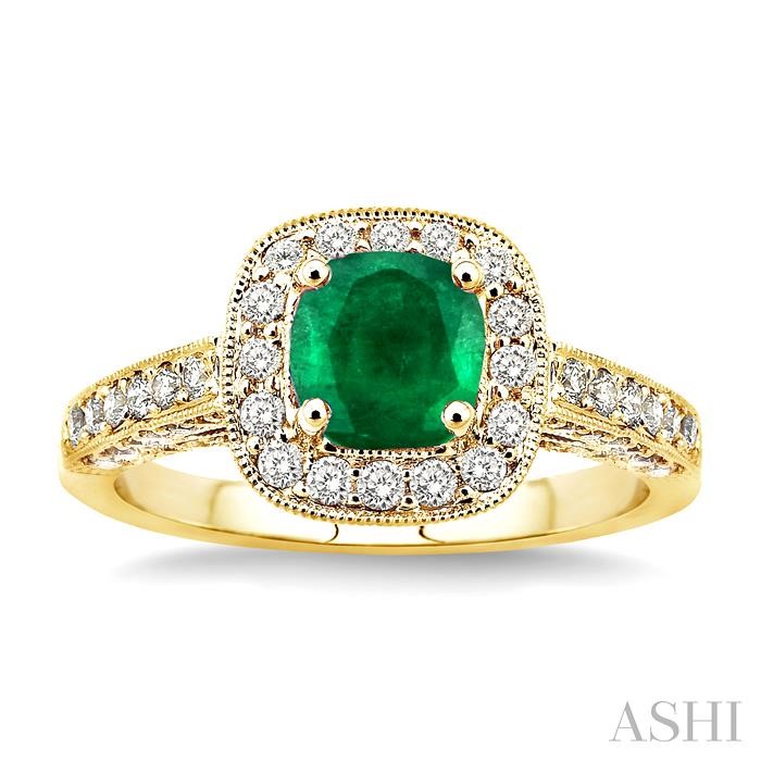 Cushion Shape Gemstone & Halo Diamond Ring