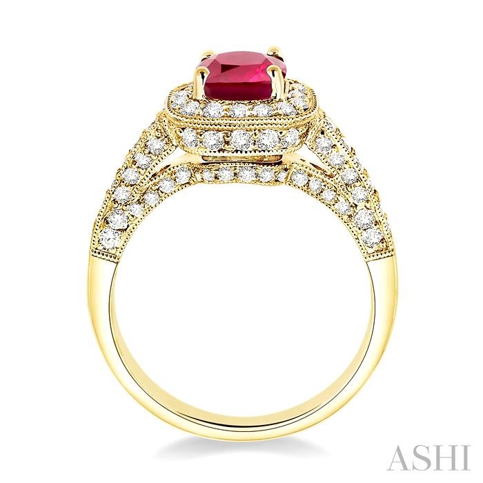 Cushion Shape Gemstone & Halo Diamond Ring-3