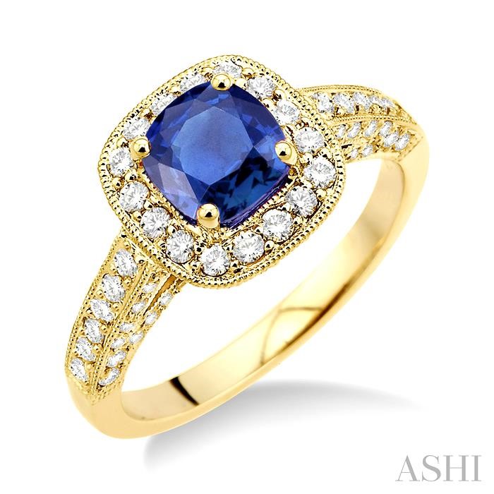 CUSHION SHAPE GEMSTONE & HALO DIAMOND RING