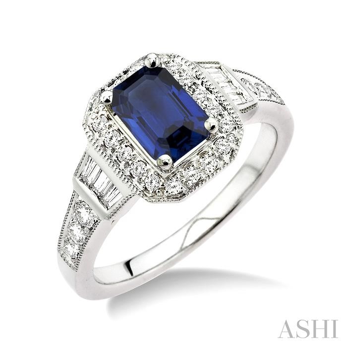 GEMSTONE & HALO DIAMOND RING