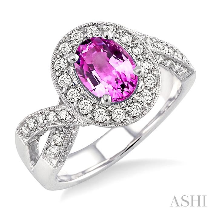 OVAL SHAPE GEMSTONE & HALO DIAMOND RING