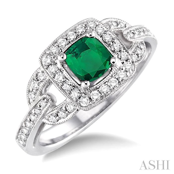 GEMSTONE & HALO DIAMOND RING
