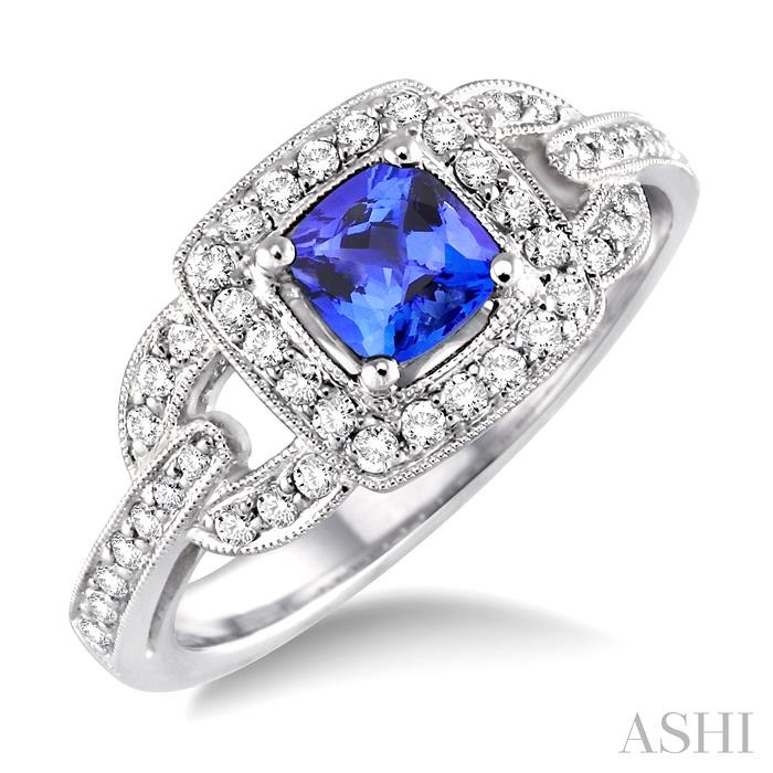 CUSHION SHAPE GEMSTONE & HALO DIAMOND RING