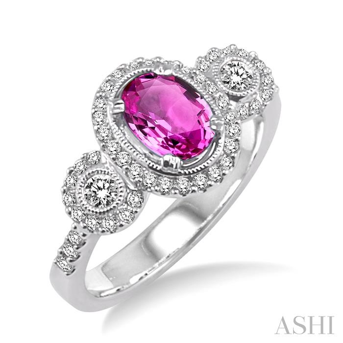 OVAL SHAPE GEMSTONE & HALO DIAMOND RING