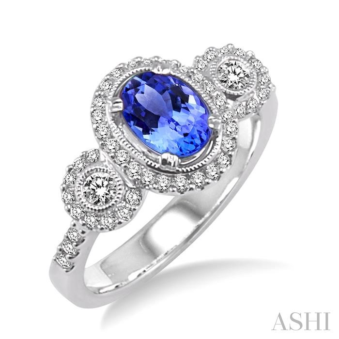 OVAL SHAPE GEMSTONE & HALO DIAMOND RING