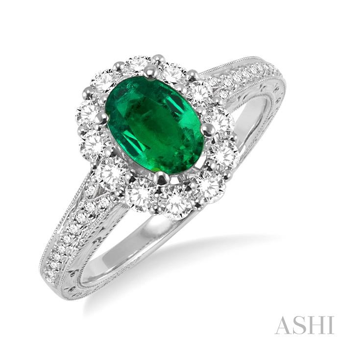 OVAL SHAPE GEMSTONE & HALO DIAMOND RING