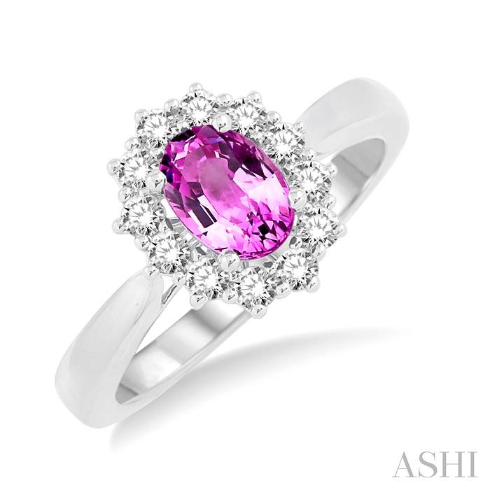 OVAL SHAPE GEMSTONE & HALO DIAMOND RING