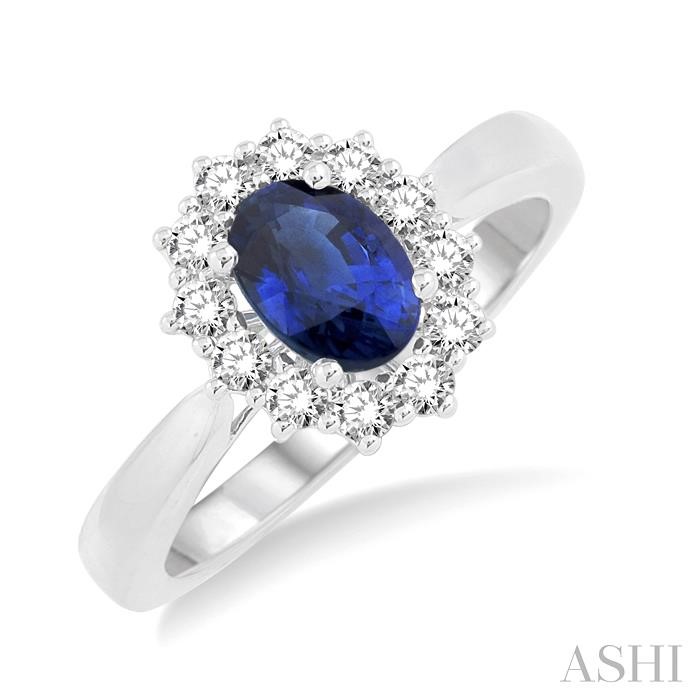 Oval Shape Gemstone & Halo Diamond Ring