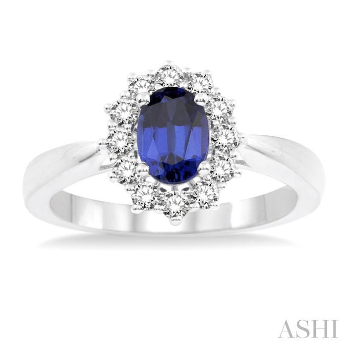 Oval Shape Gemstone & Halo Diamond Ring-2