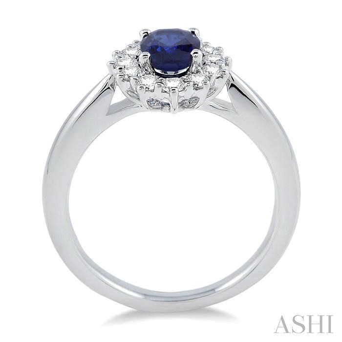 Oval Shape Gemstone & Halo Diamond Ring-3