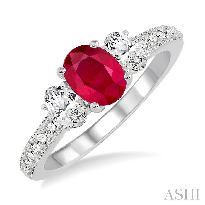 OVAL SHAPE GEMSTONE & DIAMOND RING