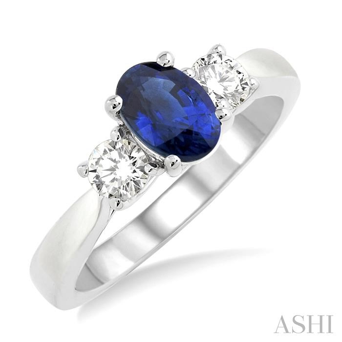 OVAL SHAPE GEMSTONE & DIAMOND RING