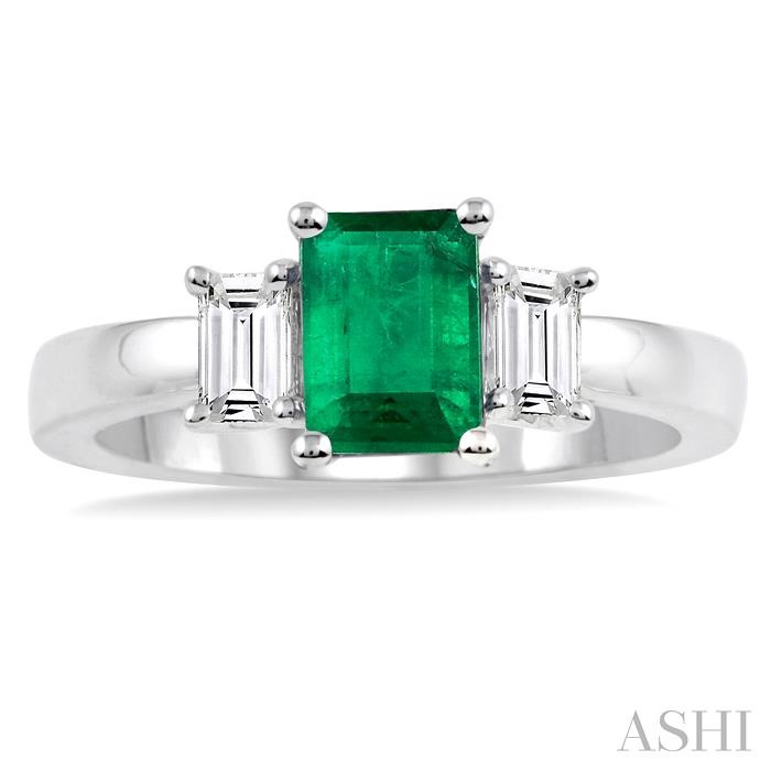 Emerald Shape Gemstone & Diamond Ring