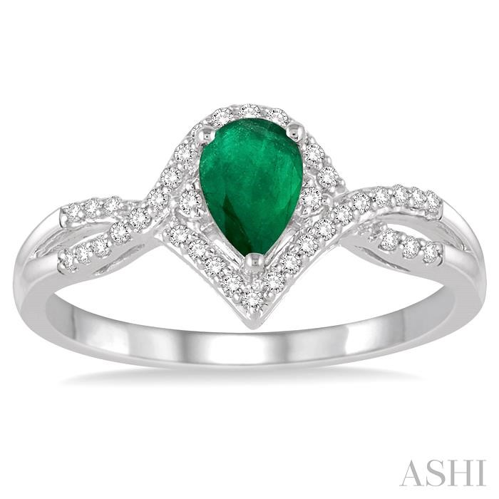 Pear Shape Gemstone & Diamond Ring-2