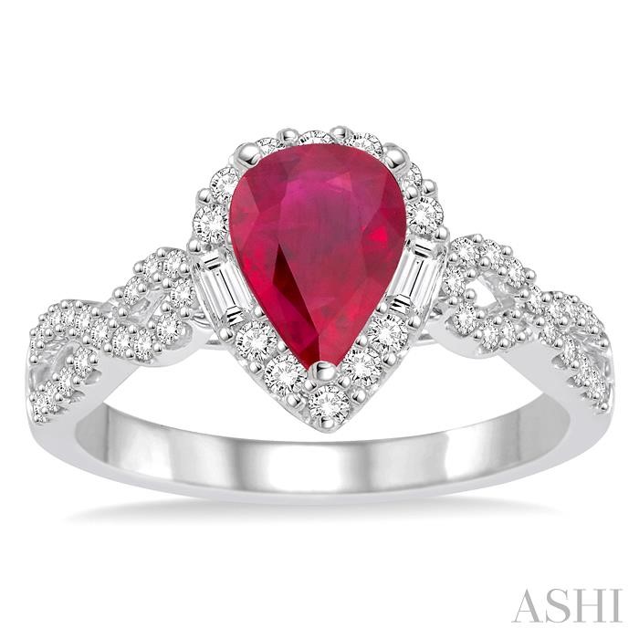 Pear Shape Gemstone & Halo Diamond Ring-2