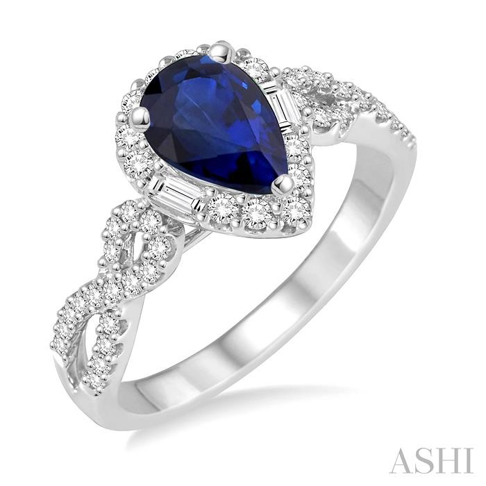 PEAR SHAPE GEMSTONE & DIAMOND RING