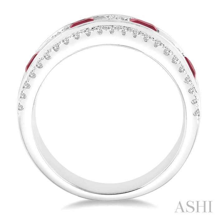 Princess Shape Gemstone & Diamond Wedding Band-3