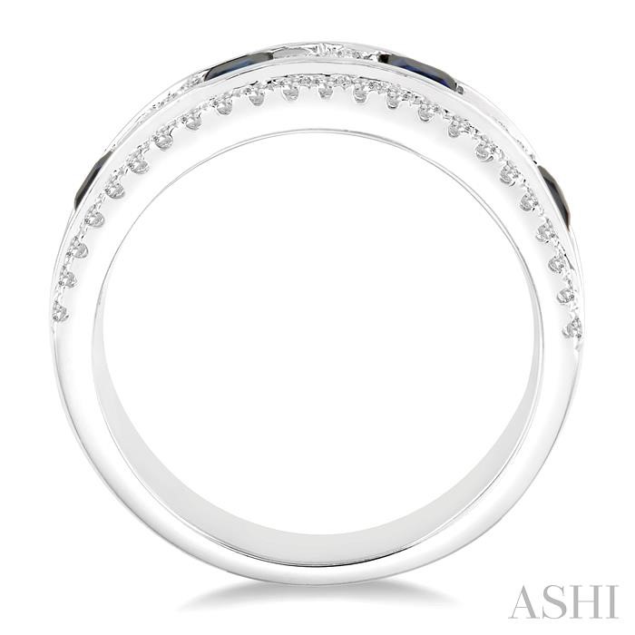 Princess Shape Gemstone & Diamond Wedding Band-3