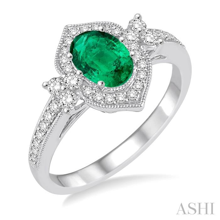 OVAL SHAPE GEMSTONE & HALO DIAMOND RING