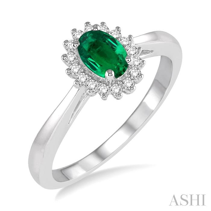 OVAL SHAPE GEMSTONE & HALO DIAMOND RING