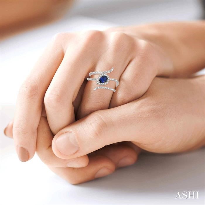 Pear Shape Gemstone & Halo Diamond Ring-4