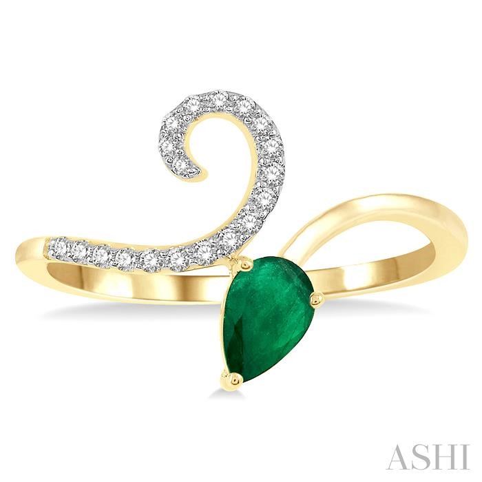 Pear Shape Gemstone & Diamond Ring-2