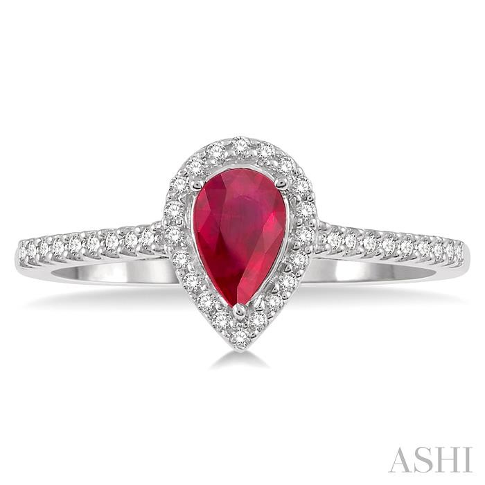 Pear Shape Gemstone & Halo Diamond Ring-2