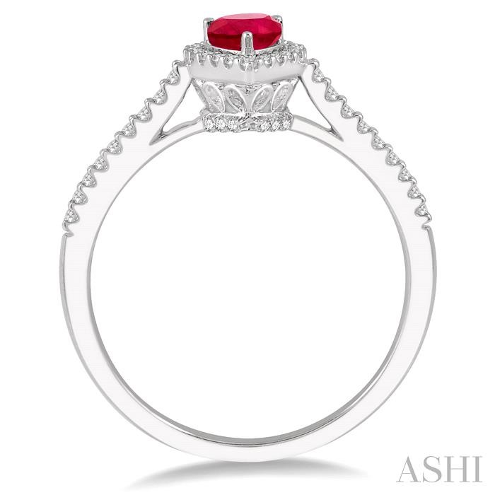 Pear Shape Gemstone & Halo Diamond Ring-3