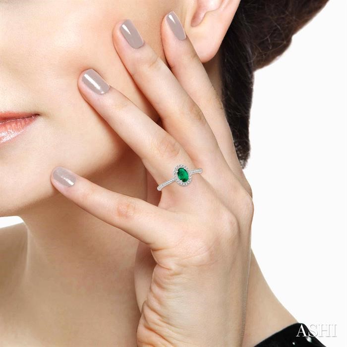 Oval Shape Gemstone & Halo Diamond Ring-4