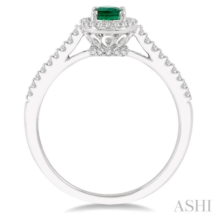 Oval Shape Gemstone & Halo Diamond Ring-3