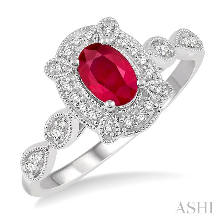 OVAL SHAPE GEMSTONE & DIAMOND RING