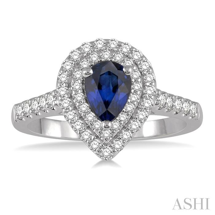 Pear Shape Gemstone & Halo Diamond Ring