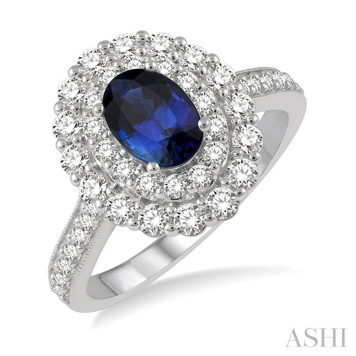 OVAL SHAPE GEMSTONE & DIAMOND RING