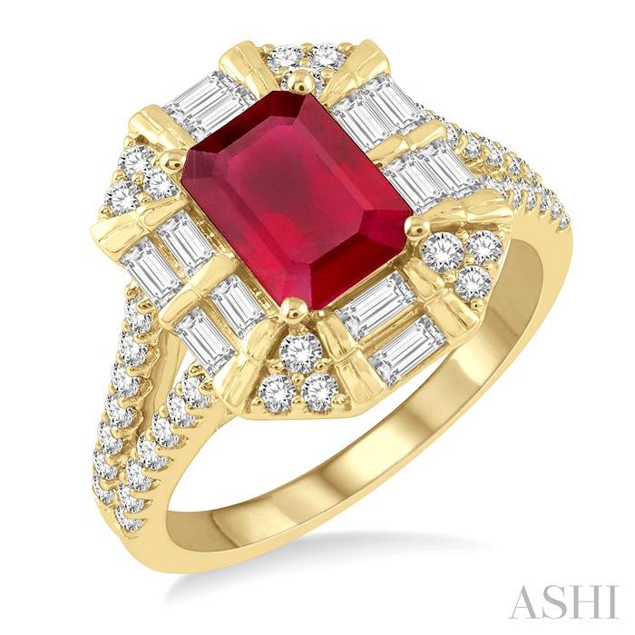 GEMSTONE & BAGUETTE DIAMOND RING