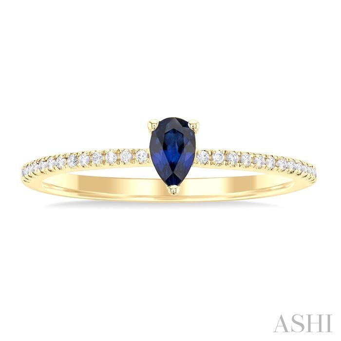 Pear Shape Gemstone & Petite Diamond Fashion Ring-2